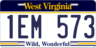 WV license plate 1EM573