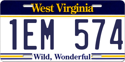 WV license plate 1EM574
