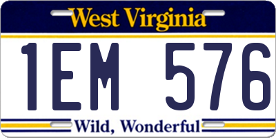 WV license plate 1EM576