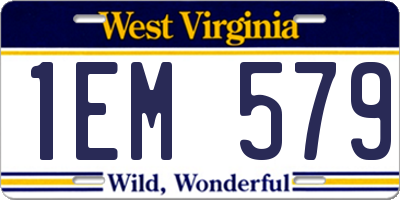 WV license plate 1EM579