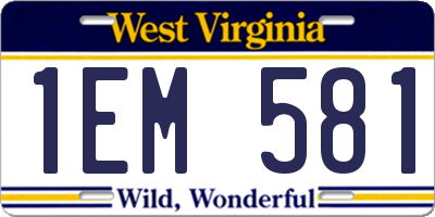 WV license plate 1EM581