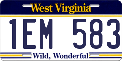 WV license plate 1EM583