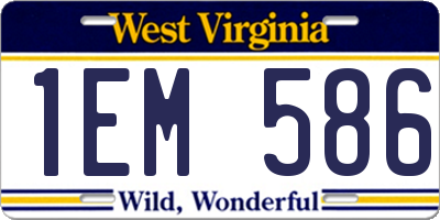 WV license plate 1EM586