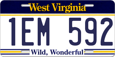 WV license plate 1EM592