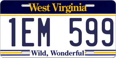 WV license plate 1EM599