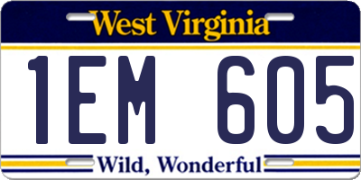 WV license plate 1EM605