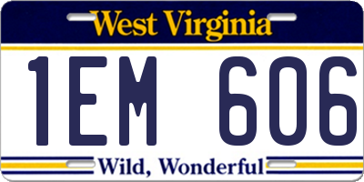 WV license plate 1EM606