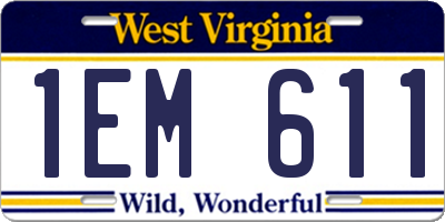 WV license plate 1EM611