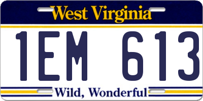 WV license plate 1EM613