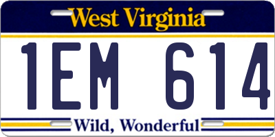 WV license plate 1EM614