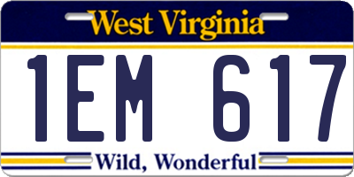 WV license plate 1EM617