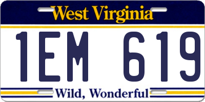 WV license plate 1EM619