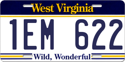 WV license plate 1EM622