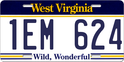 WV license plate 1EM624