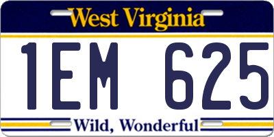 WV license plate 1EM625