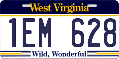 WV license plate 1EM628