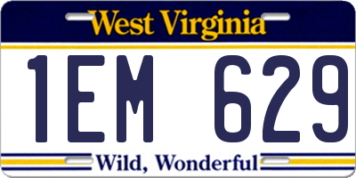 WV license plate 1EM629