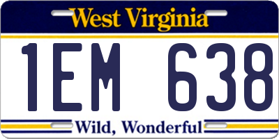 WV license plate 1EM638