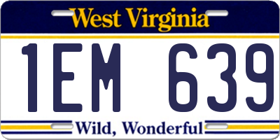 WV license plate 1EM639