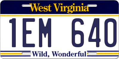 WV license plate 1EM640