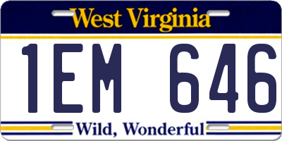 WV license plate 1EM646
