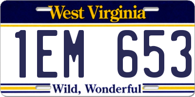 WV license plate 1EM653