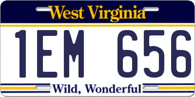 WV license plate 1EM656