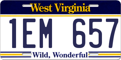 WV license plate 1EM657