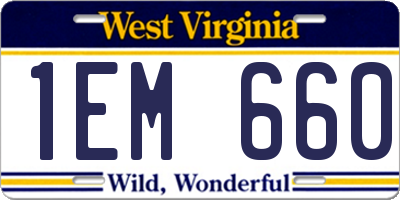 WV license plate 1EM660