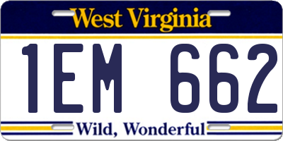 WV license plate 1EM662