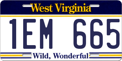 WV license plate 1EM665