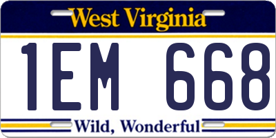 WV license plate 1EM668