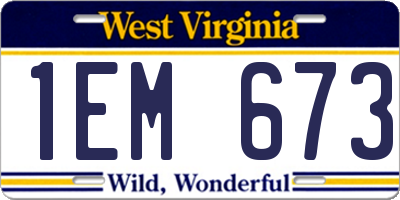 WV license plate 1EM673