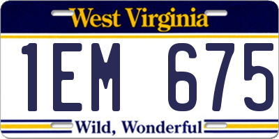 WV license plate 1EM675