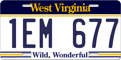 WV license plate 1EM677