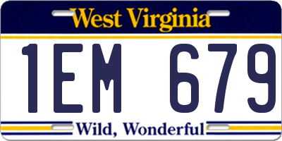WV license plate 1EM679