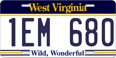 WV license plate 1EM680