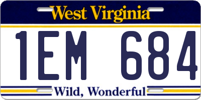 WV license plate 1EM684