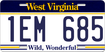WV license plate 1EM685