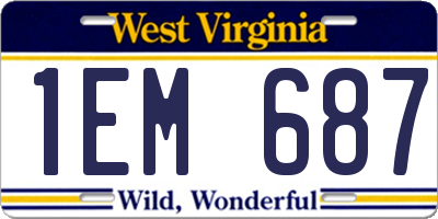 WV license plate 1EM687