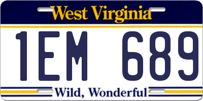 WV license plate 1EM689