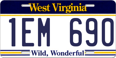 WV license plate 1EM690