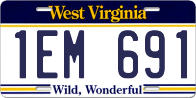 WV license plate 1EM691