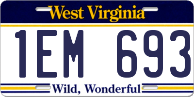 WV license plate 1EM693