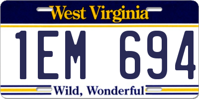 WV license plate 1EM694