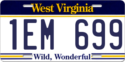 WV license plate 1EM699