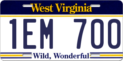 WV license plate 1EM700