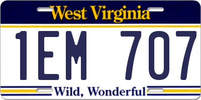 WV license plate 1EM707
