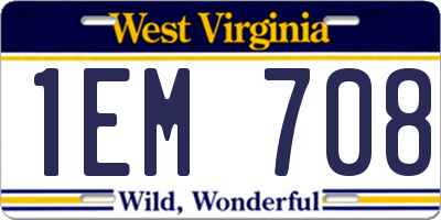 WV license plate 1EM708