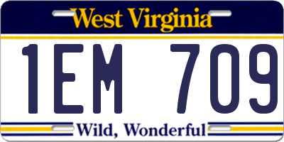 WV license plate 1EM709